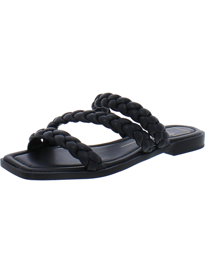 Dolce Vita Iman Womens Braided Slip On Slide Sandals In Black