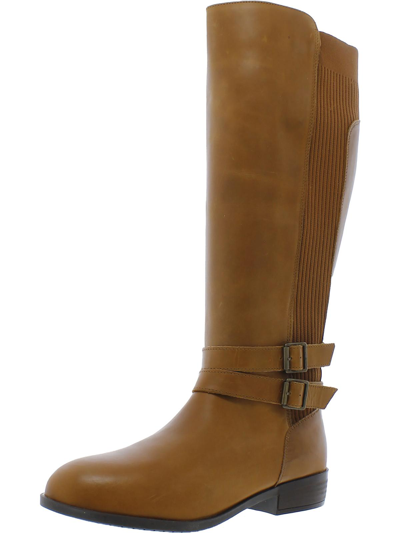 ARRAY BONNIE WOMENS LEATHER STACKED HEEL KNEE-HIGH BOOTS