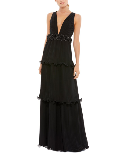 Mac Duggal Tiered Gown In Black