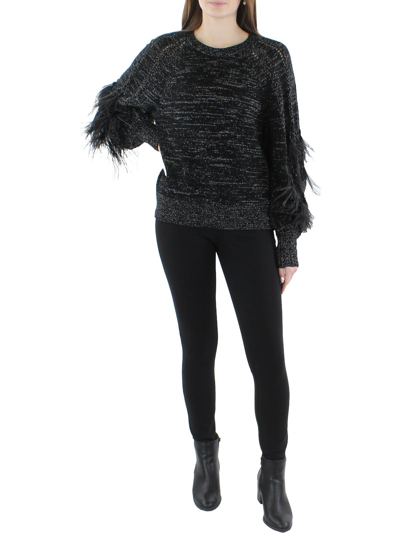 Kobi Halperin Womens Wool Blend Metallic Pullover Sweater In Black