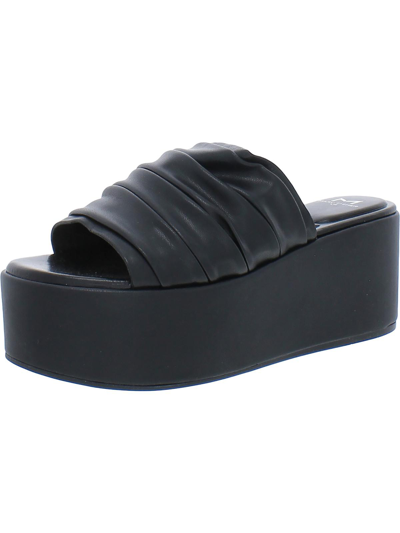 Marc Fisher Ltd Herald Womens Leather Slip On Platform Sandals In Black