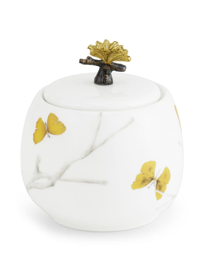 Michael Aram Butterfly Ginkgo Porcelain Sugar Pot In White