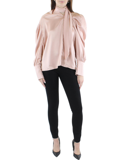 Beulah Womens Drapey Puff Sleeve Blouse In Pink