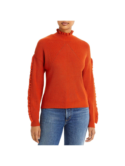 T Tahari Womens Mock Turtleneck Ruffes Mock Turtleneck Sweater In Orange