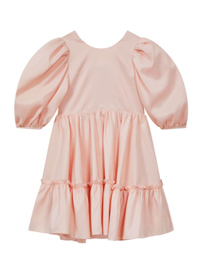 Reiss Kids' Toby - Pink Junior Puff Sleeve Ruffle Mini Dress, Age 8-9 Years