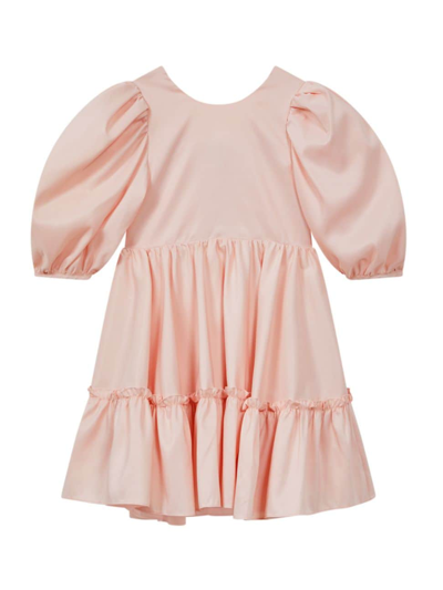 Reiss Pink Toby Junior Puff Sleeve Ruffle Mini Dress