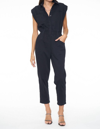 Pistola Rosie Padded Shoulder Cotton Jumpsuit In Black