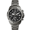 Fossil Men's Bronson Chronograph Gray Stainless Steel Bracelet Watch 44mm In Black