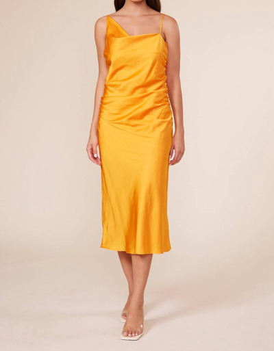 Lucy Paris Pierre Gathered Dress In Tangerine In Orange