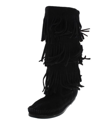 MINNETONKA 3 LAYER WOMENS SUEDE FRINGE MOCCASIN BOOTS