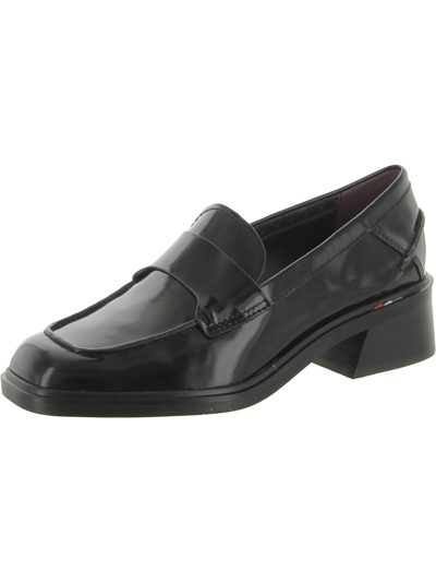Sarto Franco Sarto Gabriella Womens Patent Leather Square Toe Loafer Heels In Black