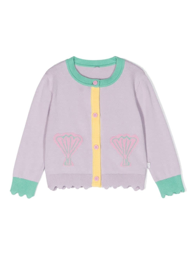 Stella Mccartney Babies' Cardigan Con Orlo A Smerlo In Lilla