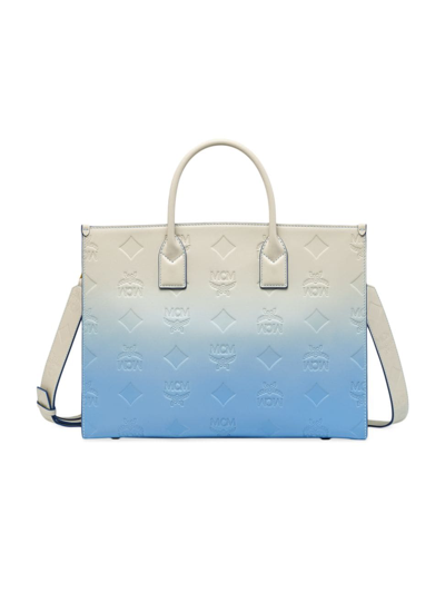 Mcm Women's Munchen Large Ombre Leather Tote In Blue