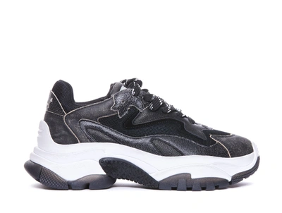 Ash Distressed Panelled Sneakers In Black