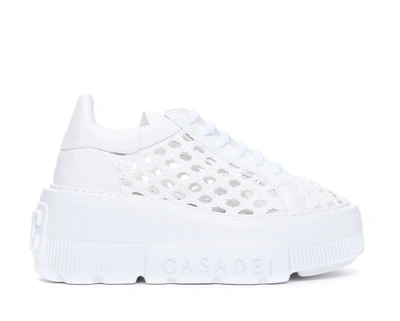 Casadei Sneakers Low Top Platform Sole In White
