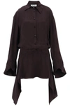 Attico Asymmetric-hem Shirt Dress In Brown
