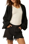 Free People Shrug It Off Cotton Fleece Jacket In Black
