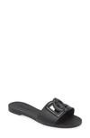 Dolce & Gabbana Black Flats With Cut-out Band And Dg Logo In Soft Rubber Woman In Black