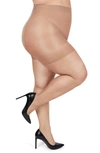 Memoi Plus Size Curvy Silky Sheer Control Top Pantyhose Mm-2210 In Beige