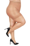 Memoi Plus Size Curvy Silky Sheer Control Top Pantyhose Mm-2210 In Honey