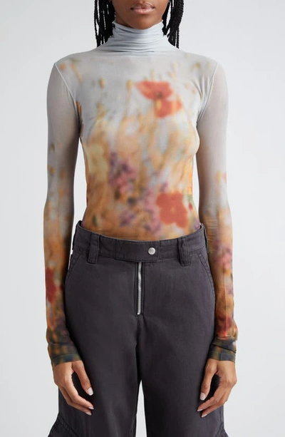 Acne Studios Denise Meadow Long Sleeve Top Grey/multi In Grey Multi
