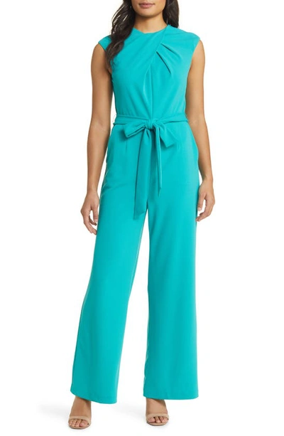 Tahari Asl Wide Leg Jumpsuit In Tropical Teal