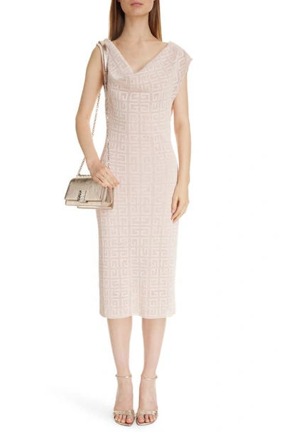 Givenchy Draped Dress In 4g Jacquard In Blush Pink
