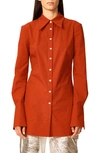 Interior Clark Collared Cotton Top In Red