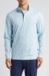 Swannies Milton Scatter Print Quarter Zip Golf Pullover In Sky Fore