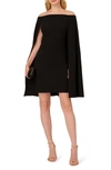 ADRIANNA PAPELL OFF THE SHOULDER LONG SLEEVE CAPELET COCKTAIL DRESS