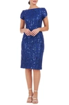 JS COLLECTIONS FIONA EMBROIDERED FLORAL SHEATH DRESS