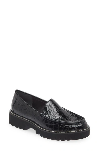 Donald Pliner Hope Loafer In Black Croco Patent Leather