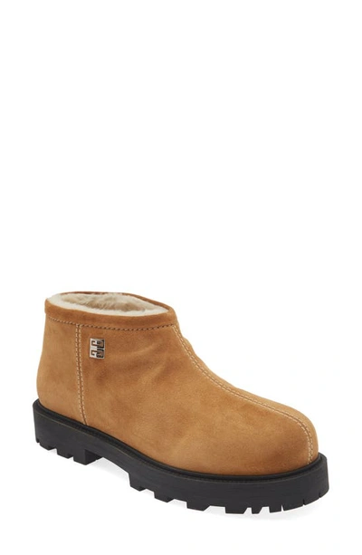 Givenchy Shearling-lined Logo-embellished Suede Boots In Beige Camel
