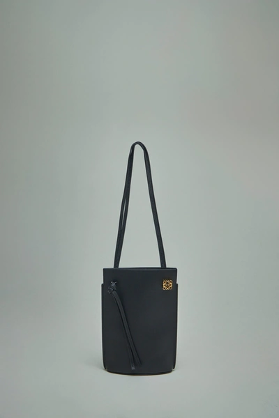 Loewe Dice Pocket Embellished Leather Shoulder Bag In Black