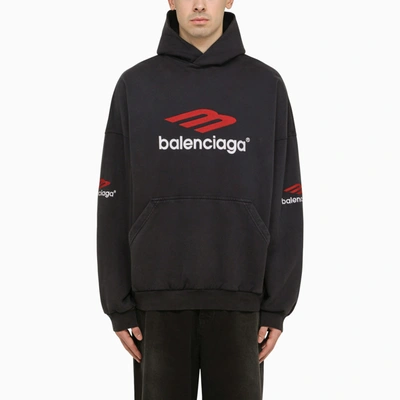 Balenciaga 3b Sports Icon Oversized Hoodie In B Sport Hoodie Black/red