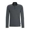 Hugo Boss Slim-fit Long-sleeved Polo Shirt With Woven Pattern In Black