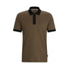 Hugo Boss Cotton-blend Polo Shirt With Ottoman Structure In Black