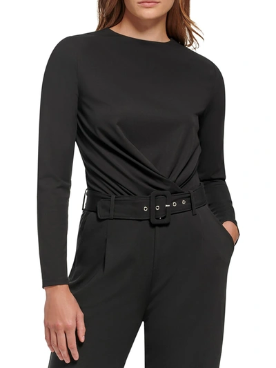 Calvin Klein Womens Twist Front Back Zipper Bodysuit In Black