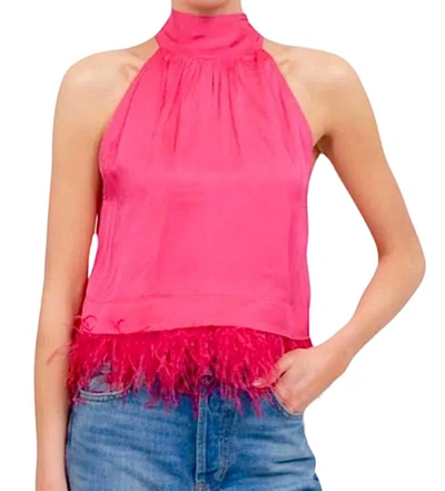 Central Park West Sylvie Marabou Sweep Top In Pink