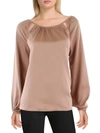 JESSICA SIMPSON LAYLA WOMENS SHIMMER KEYHOLE PEASANT TOP