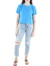 Wayf Womens Terry Cloth Crewneck Cropped In Blue