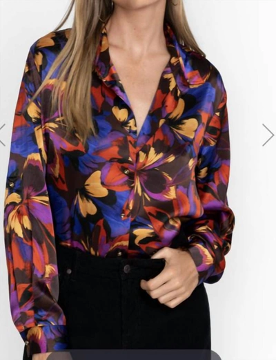 Johnny Was Eclipse Blooms Silk Shirt In Multi