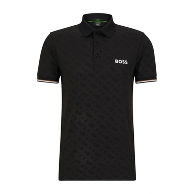 Hugo Boss X Matteo Berrettini Monogram Polo Shirt In Black