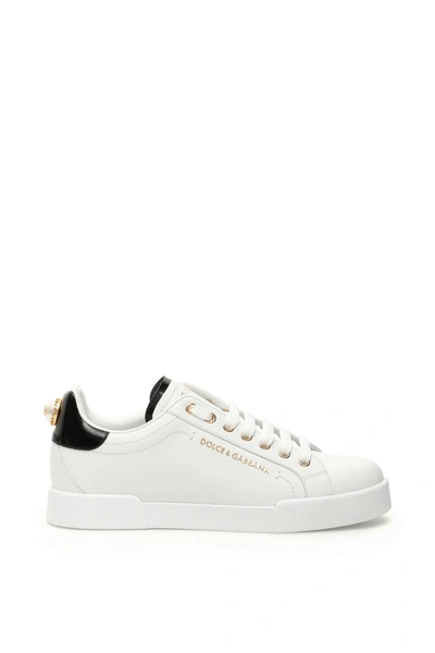 Dolce & Gabbana Logo-embellished Leather Trainers In White