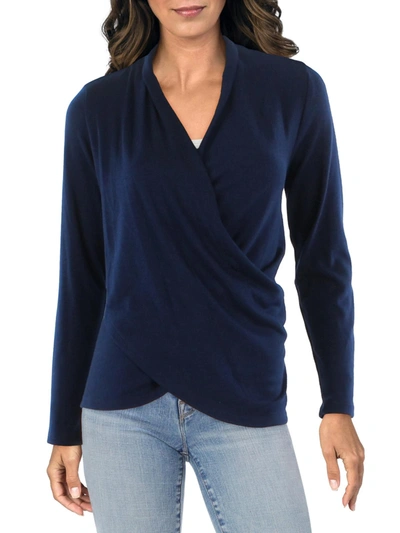 1.state Womens Criss-cross Front V-neck Top In Blue