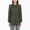 Ganni Single Breasted Jacket With Grey Stripes