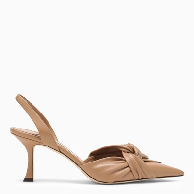 Jimmy Choo Hedera 70 Slingback In Biscuit Coloured Leather In Brown