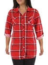 White Mark Plus Size Plaid Tunic Top In Red