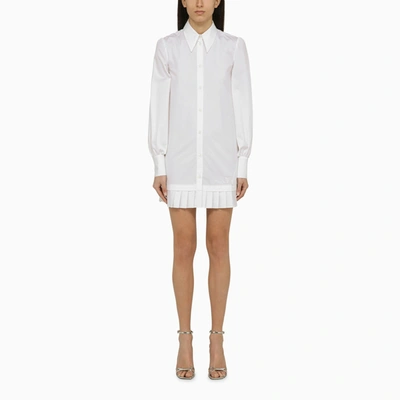 OFF-WHITE OFF WHITE™ WHITE COTTON PLEATED SHIRT DRESS