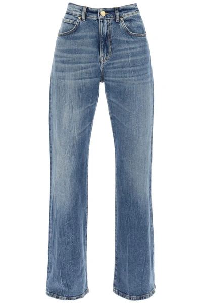 Pinko Wanda Loose Jeans With Wide Leg In Blue